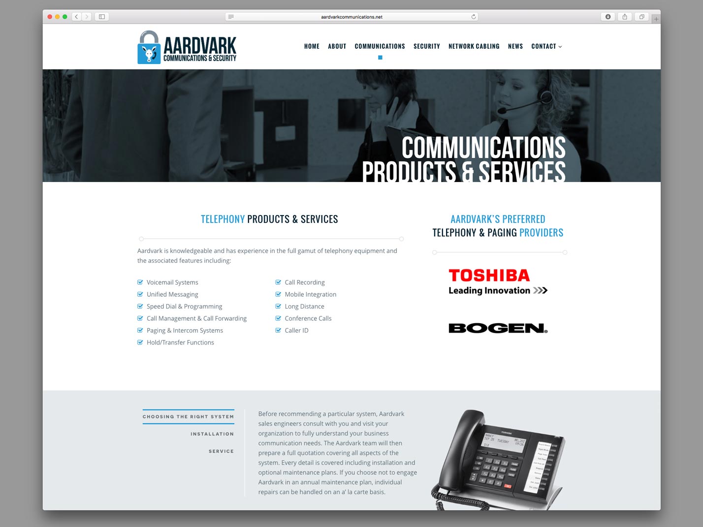 Aardvark Communications & Security Website